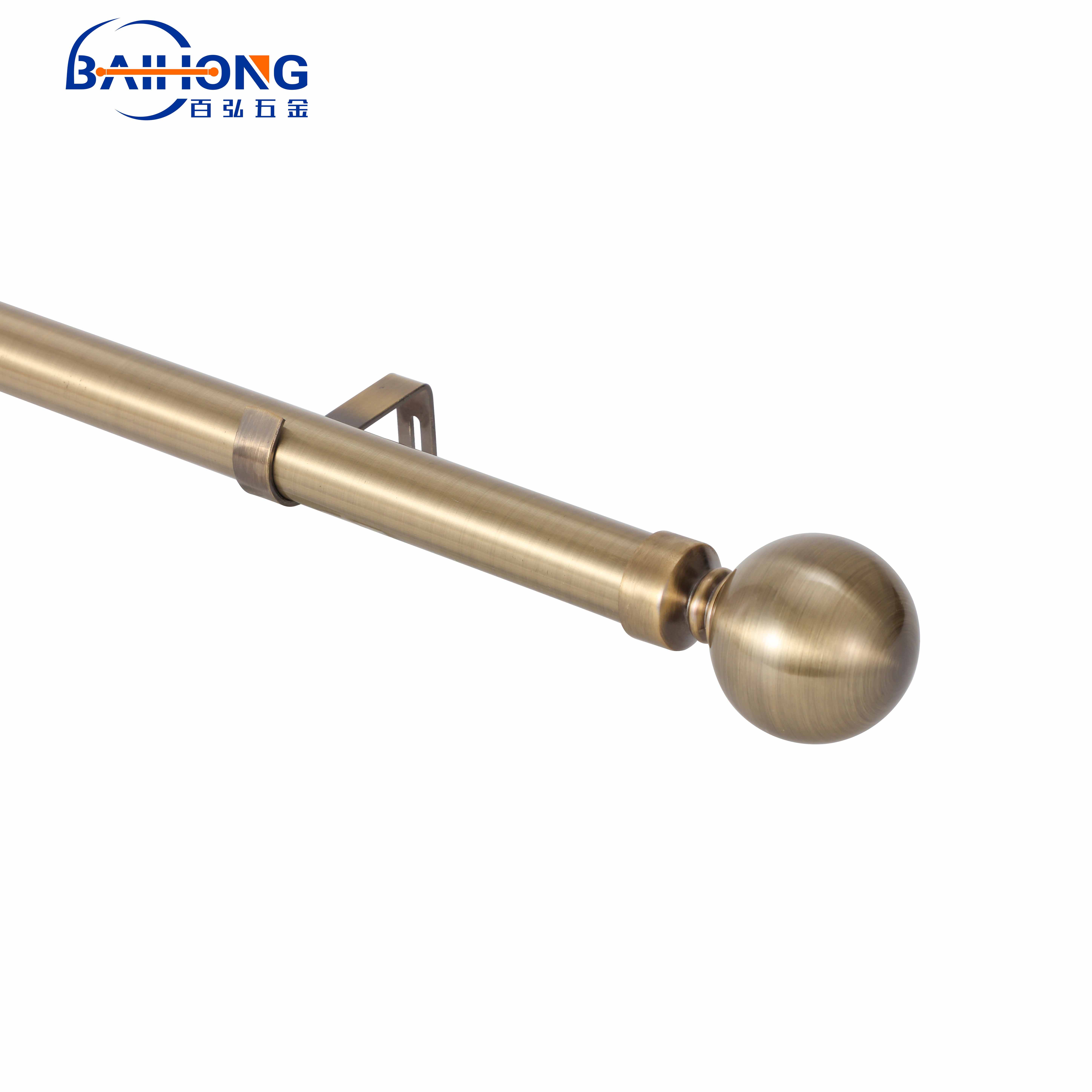 Round ball finial iron curtain rod set 